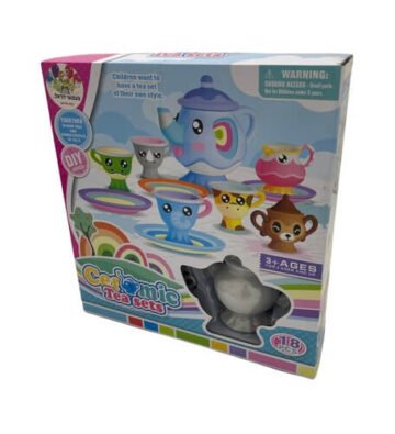 ערכת כלים קרמים למסיבת תה בעיצוב חיות לצביעה